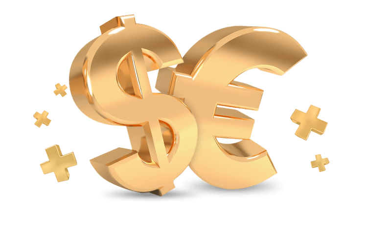 Euro and Dollar symbols. Euro and Dollar symbols.