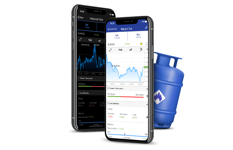Natural Gas screen in mobile view with gas bottle. Natural Gas screen in mobile view with gas bottle.