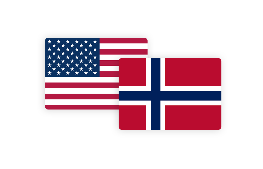an illustration of the American and Norwegian flags an illustration of the American and Norwegian flags