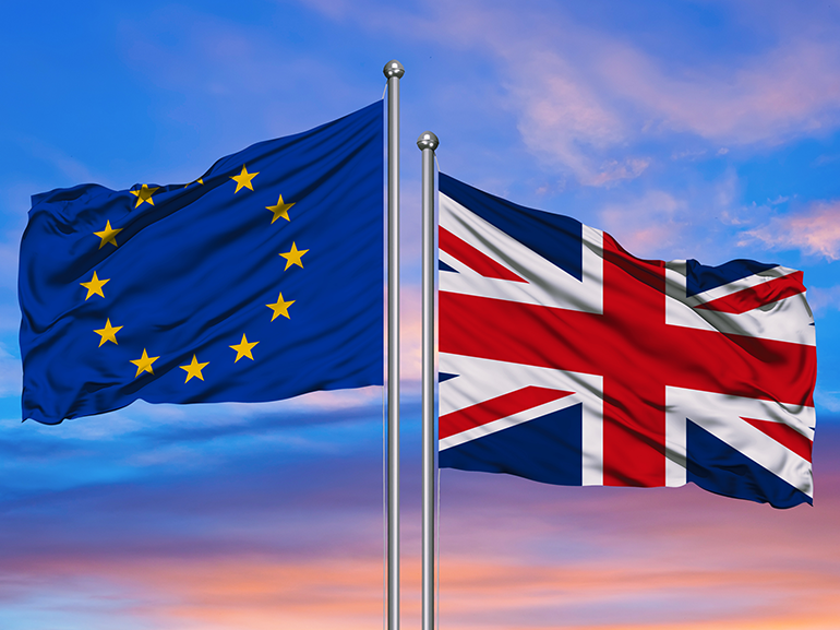 An image of the EU and UK flags